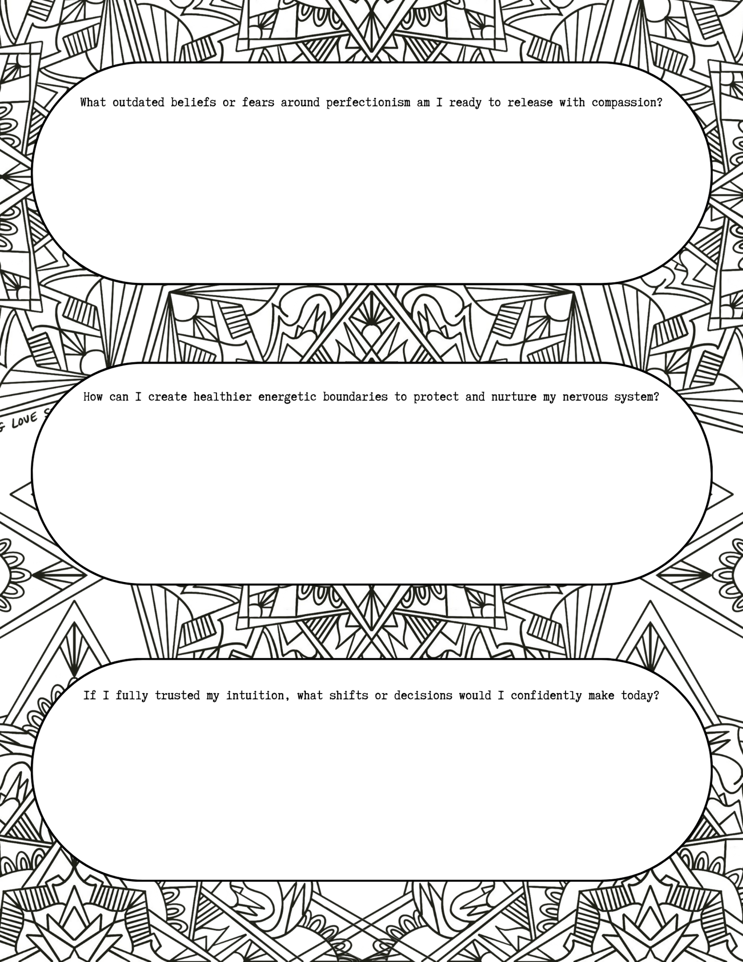 Perfectionism Coloring Page + Journal Prompts